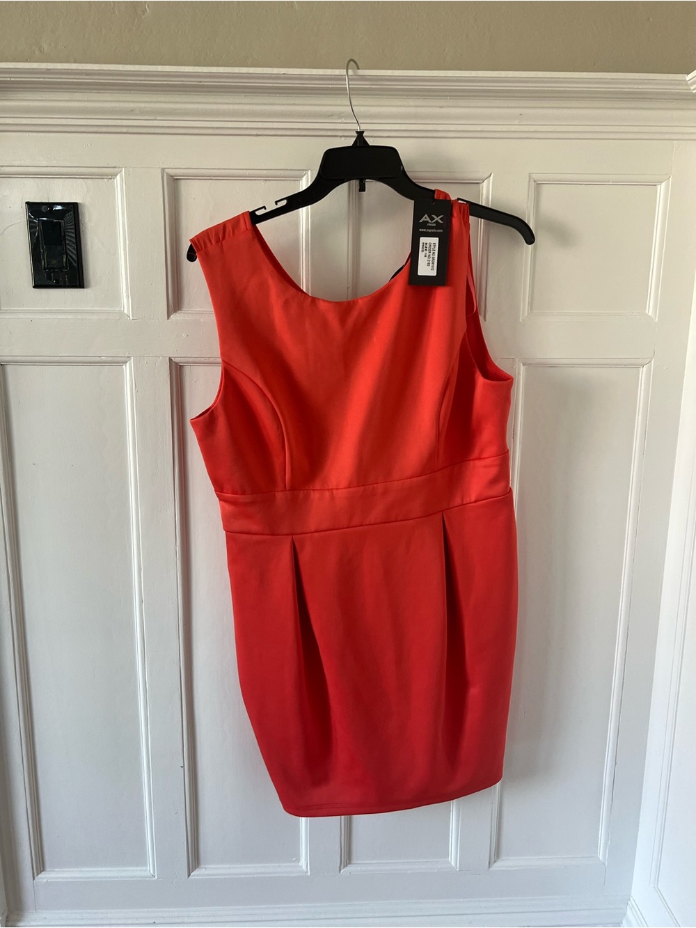 AX Paris Coral-Red Sleeveless Sheath Dress